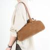 New Top Layer Frosted Cowhide Women's Bag, Vintage Underarm Bowling Bost Bag, Stylish Single Shoulder Large Capacity Handbag