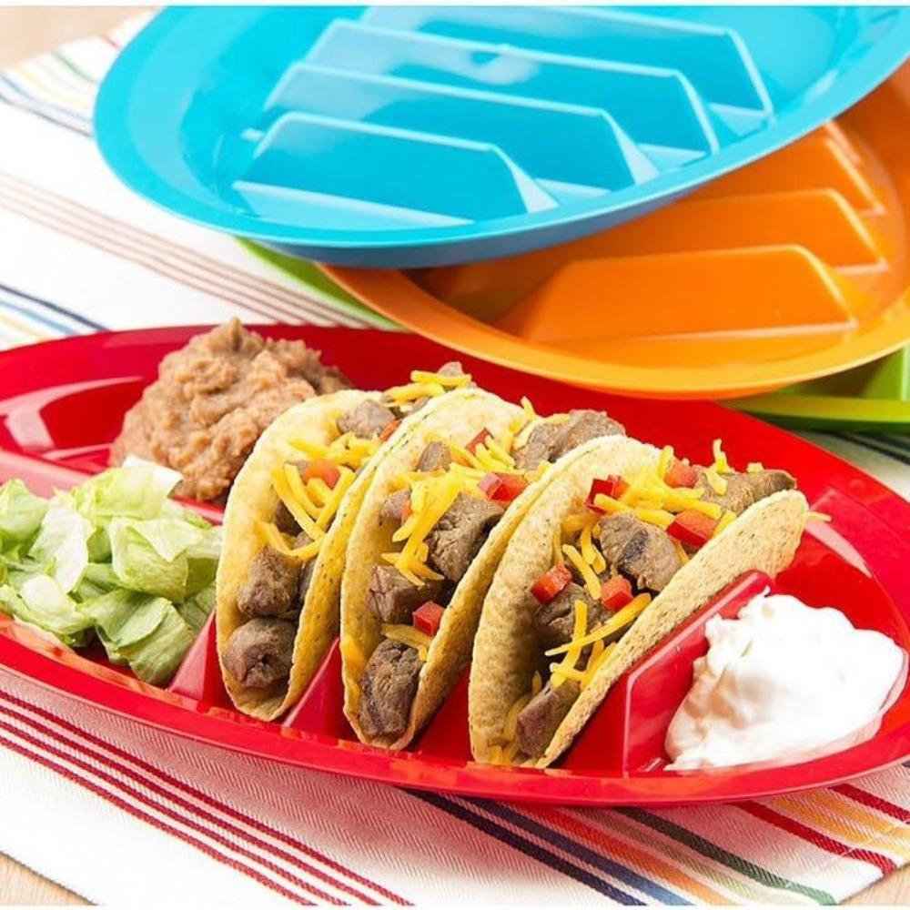 2pcs Oval Taco Plate Divided Taco Holder Party Supplies Taco Serving Tray  Restaurant