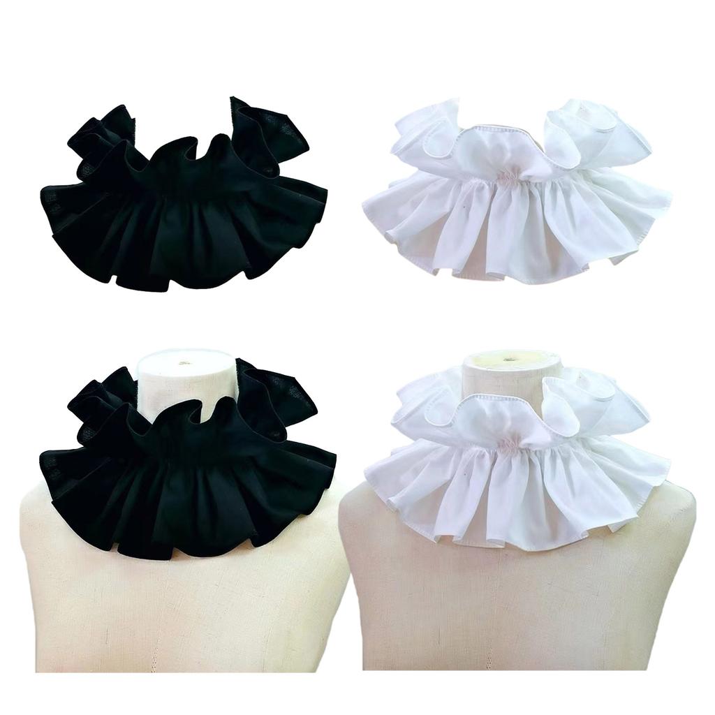 Victorian Ruffled Collar Elegant Sweet Girls Blouse Collar Lapel Shawl Decorative Lapel for Lady Medieval Cosplay