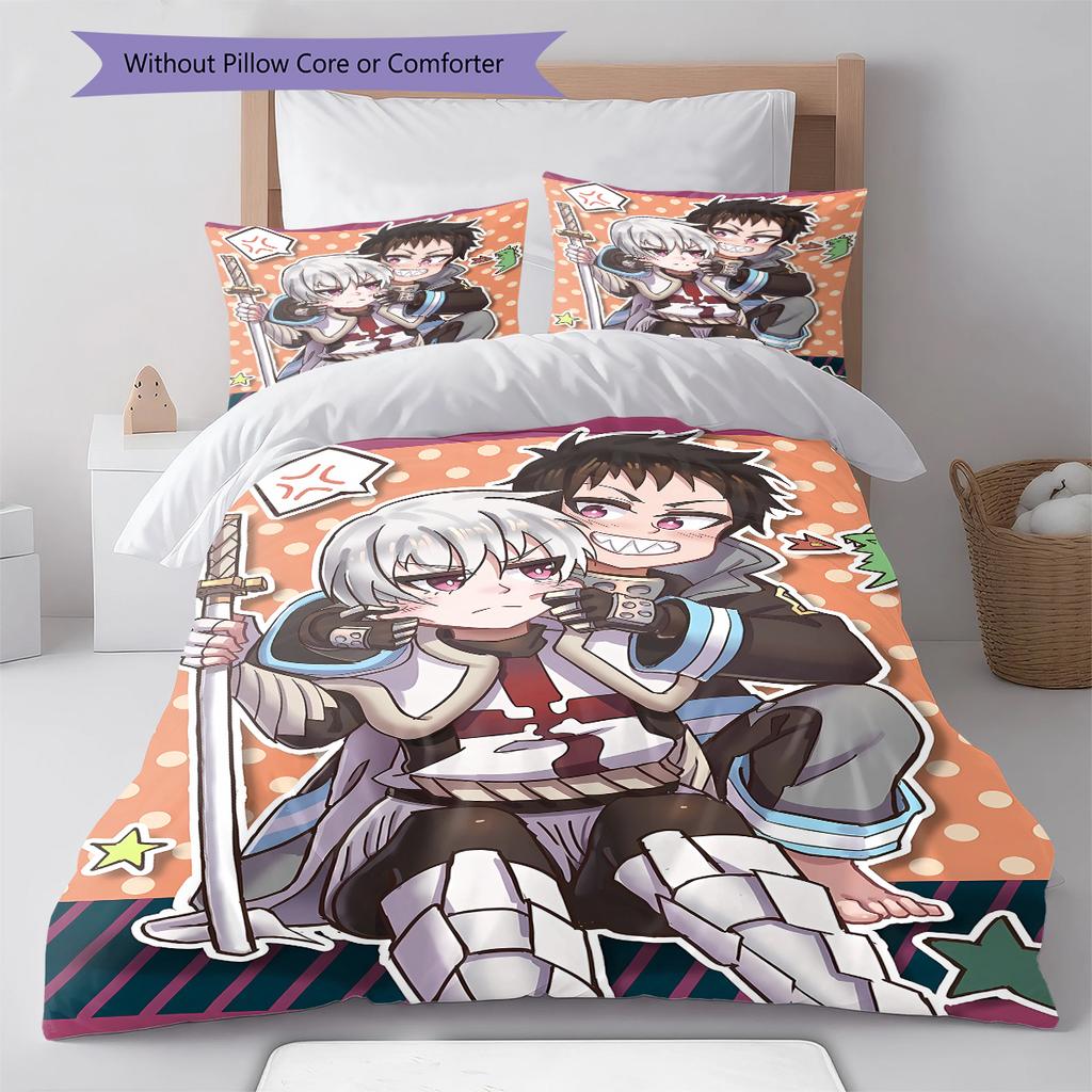Fire Force  Pattern Bedding,Quilt Set Quilt Cover Pillowcase Home Birthday Gift (1 * Duvet Cover + 2 * Pillowcase, Without Core)
