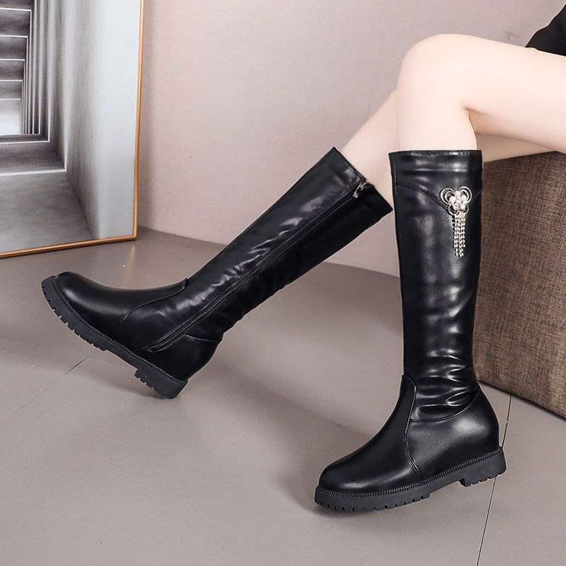 2025 Women's Over-the-Knee Wedge Heel Boots: Fleece-Lined, Platform, Stretch, Slimming High Boots for Winter