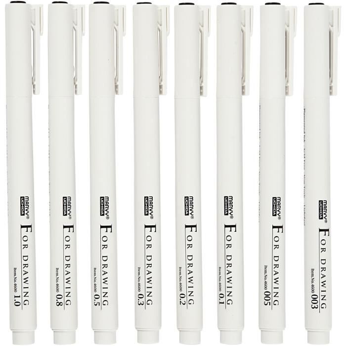 Assortment of alcohol-based permanent markers with fine conical tips, lightfast and suitable for most