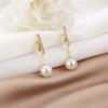 925 Silver Korean Zircon Rhinestone & Pearl Versatile Three-Wear Earrings