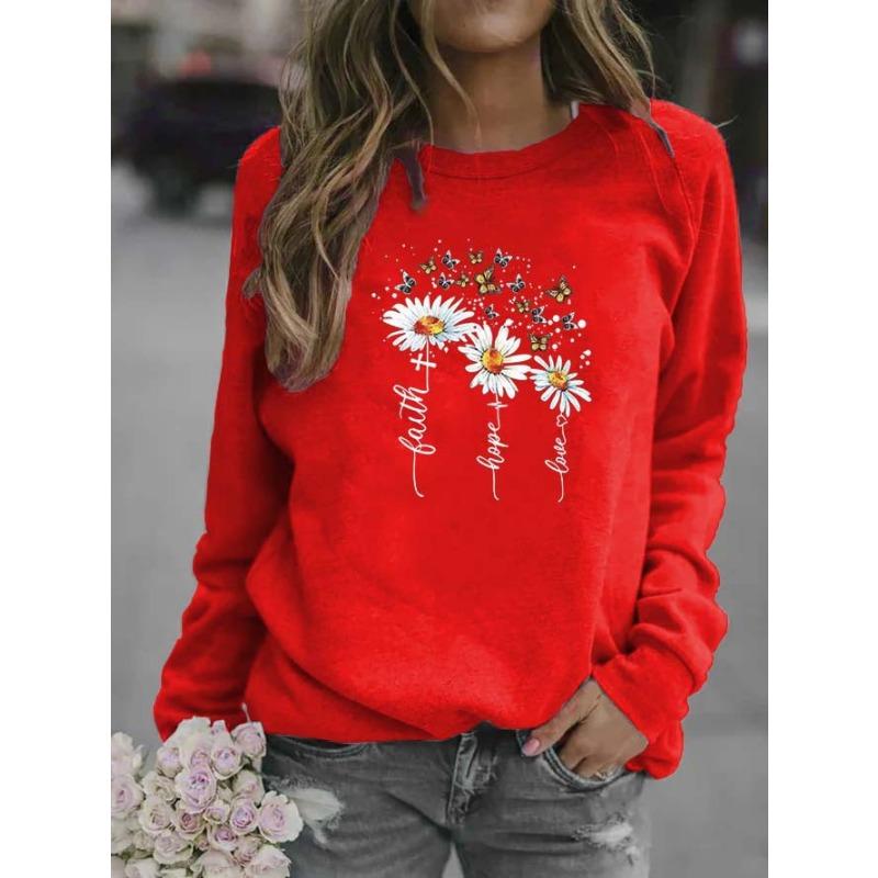 

Весняно-осінній жіночий світшот із порожнім квітковим вирізом і довгим рукавом S