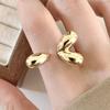 Panjbj   Copper Wide Smooth Ring For Women Girl Irregular Simple Fashion Adjustable Jewelry Gift Dropshipping