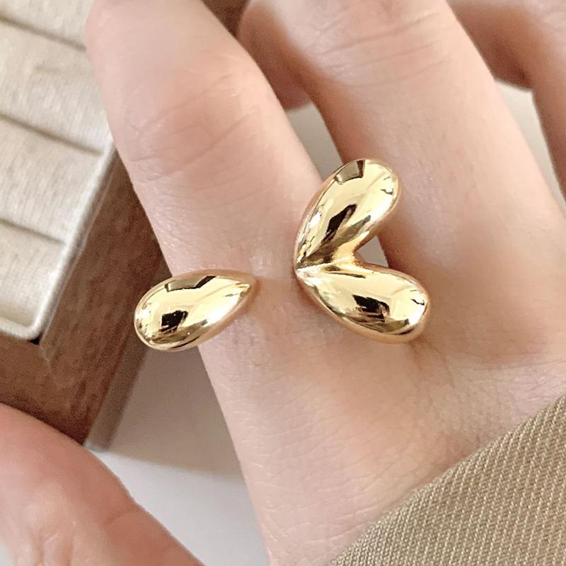 Panjbj Copper Wide Smooth Ring For Women Girl Irregular Simple Fashion Adjustable Jewelry Gift Dropshipping