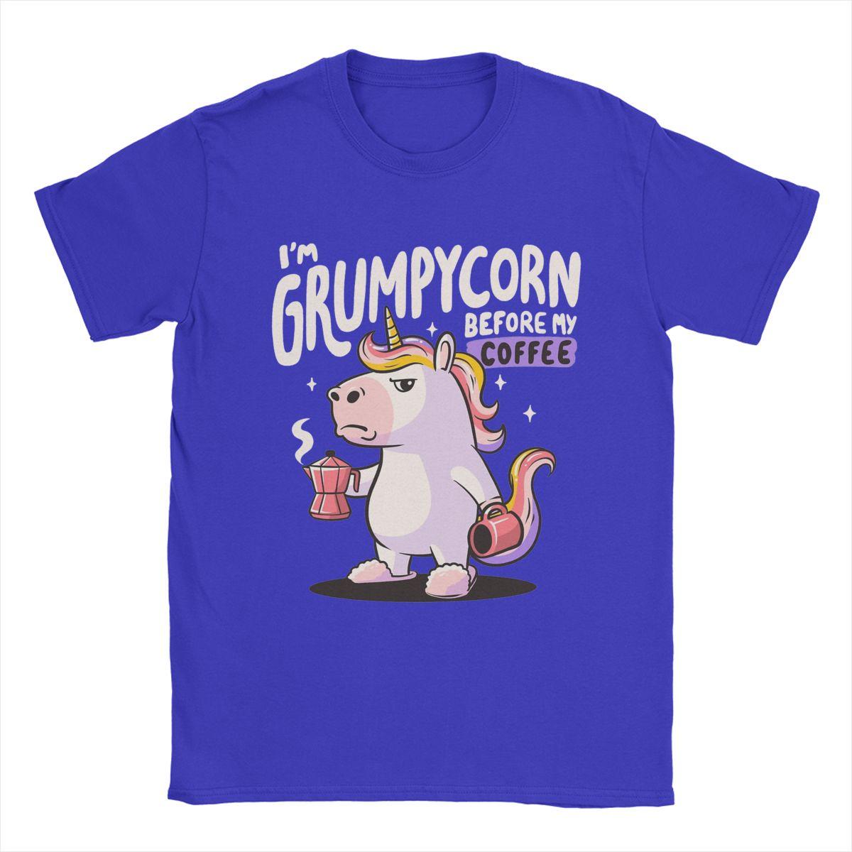 

Чоловіча Жіноча Футболка Grumpycorn Милий Буркотливий Єдиноріг Кава Подарунок Сорочка Вбрання Новинка Бавовняна Футболка Футболка Одяг Графічний Друк XL синій