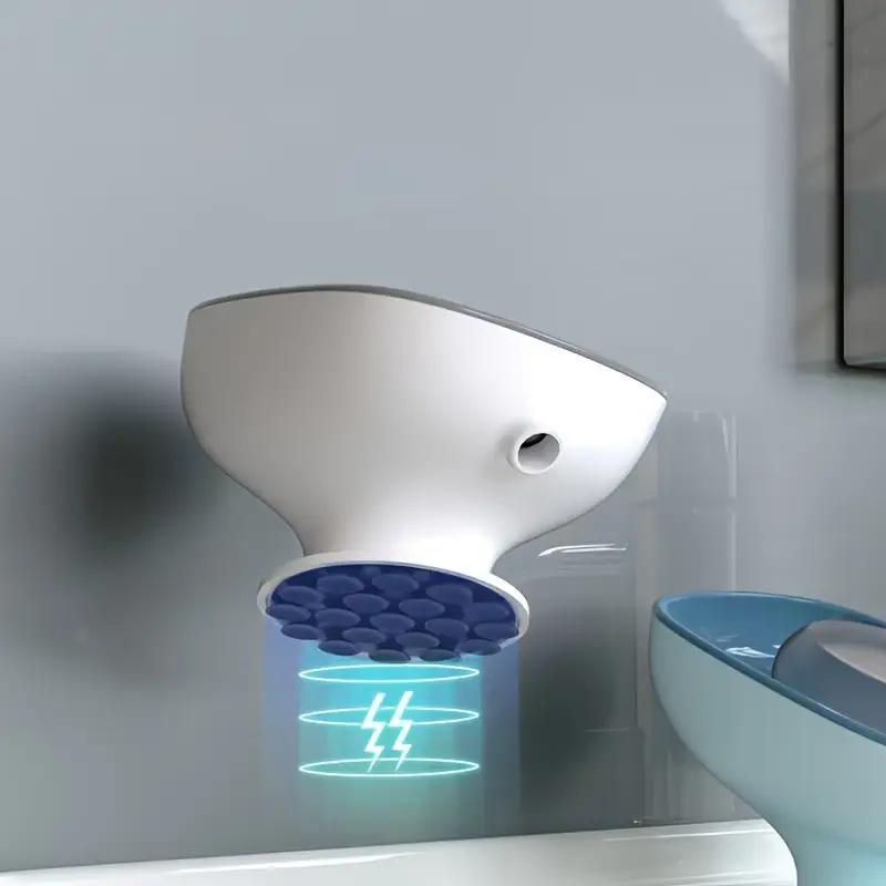 1Pc Luxurious Adjustable Oval Storage Soap Dish with Drain - Wall-Mounted Anti-Slip Removable Soap Box for Bathroom