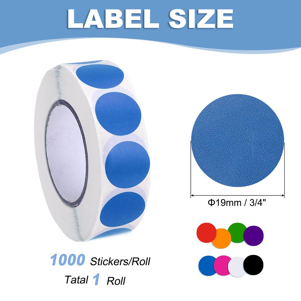 1000Pcs Colored Dot Stickers Color Coding Labels Blank Circle Stickers Adhesive Round Price Stickers for Office 12.7mm 19mm 25mm