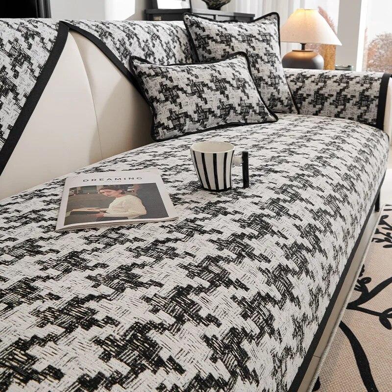 

Подушка для дивана Qianniao Grid, удобная утолщенная подушка для сиденья, высококачественный и противоскользящий чехол для дивана, синель, L-образная подушка для дивана 70x70cm 1pcs