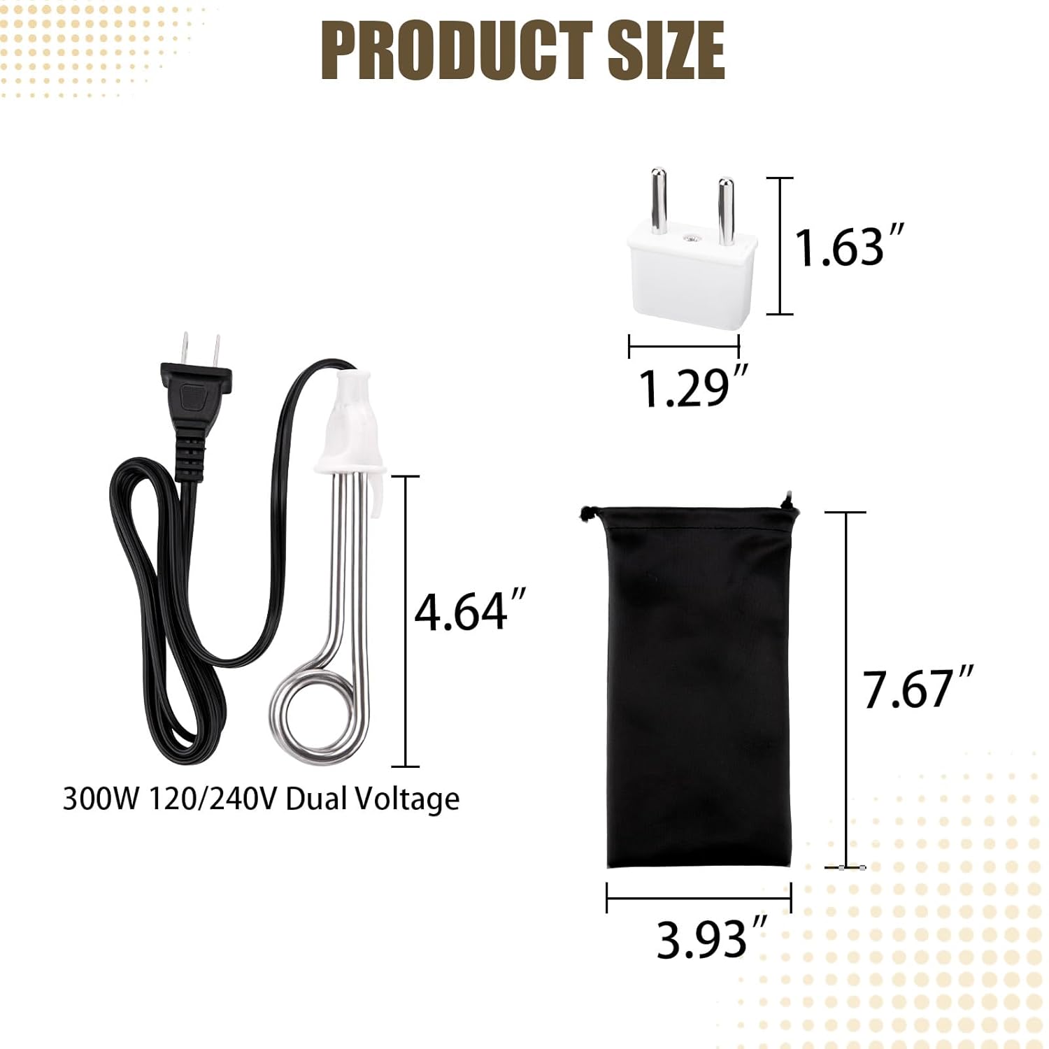 Travel Camping Accessories Tea Immersion Heater - Portable Immersion Water Heater 300W Dual Voltage 120/240V