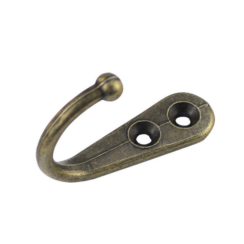 Dual-Hole Antique Style Zinc Alloy Coat & Hat Hook, Eye-Catching Light Duty Wall Hook