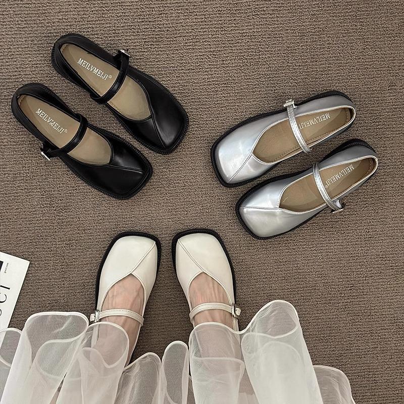 Square head thick heel small leather shoes women's summer new versatile retro skirt single shoes women