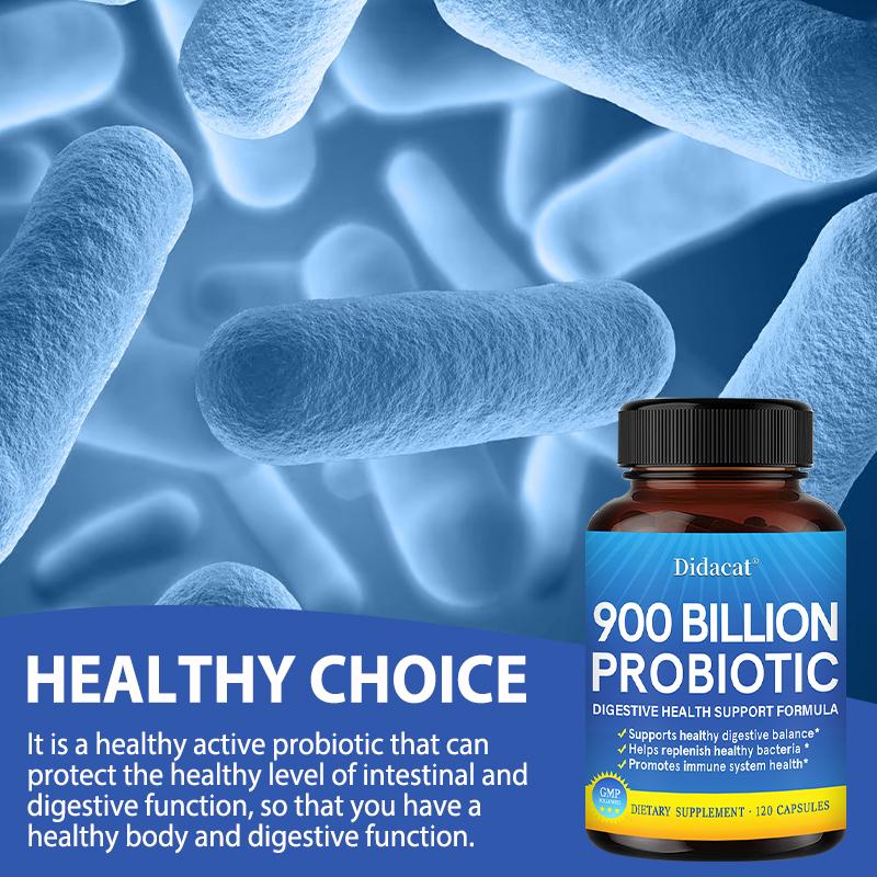 900 Billion Probiotic Dietary Supplement, 120 Vegetable Capsules Per Bottle