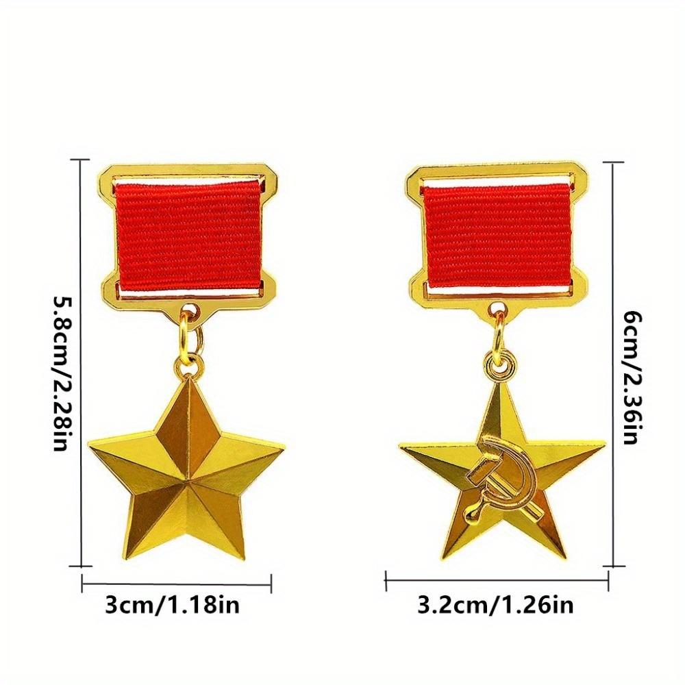 2pcs/set Copy Venus Country Micro Wallet Socialist Labor Hero Medal Golden Star World War II USSR Five-star Alloy CCCP Badge
