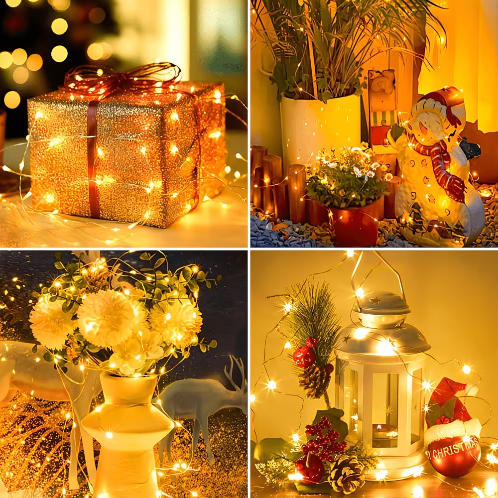 Set of 10 LED String Lights, 2m, 20 Bulbs, Fairy Lights, IndoorOutdoor Use, Christmas Decorations, Illumination Lights, Garland, Bedroom, Party,
