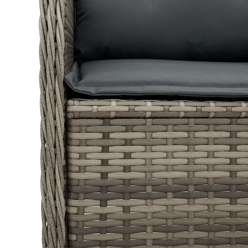 Garden Chairs with Cushions 2 Pcs. Adjustable Grey Poly Rattan