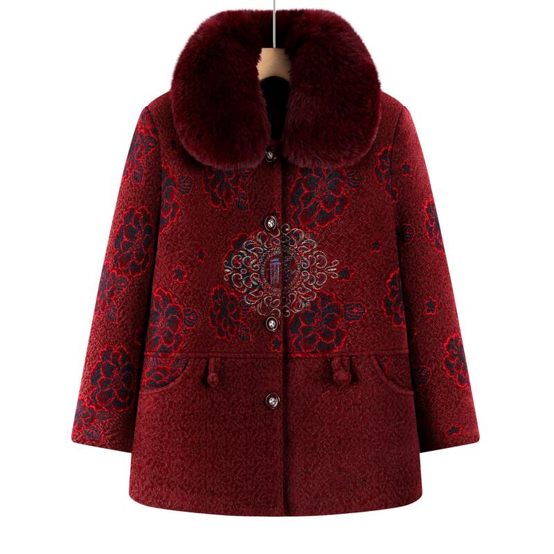 Elderly Women's Plush Lined Winter Jacket