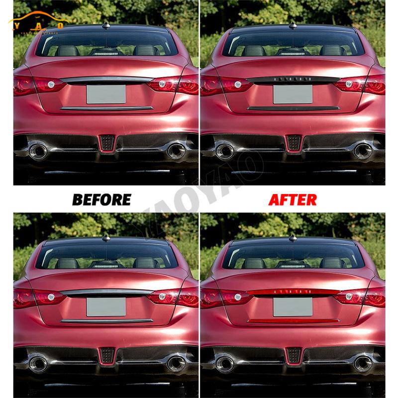 Car Accessories Trunk Decorative Strip Modified Exterior Trim Cover Soft Sticker Carbon Fiber For Infiniti Q50 2014-2020