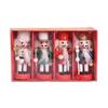 4 Pieces Christmas Wooden Nutcracker Ornament Wood Standing King Figurines Holiday Table Shelf Display Toy Home Decor