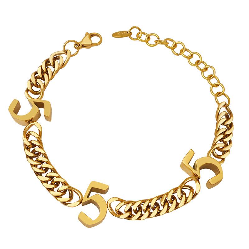 European-American Hip Hop Cuban Link Bracelet - 18K Gold-Plated Titanium Steel, Trendy Statement Jewelry