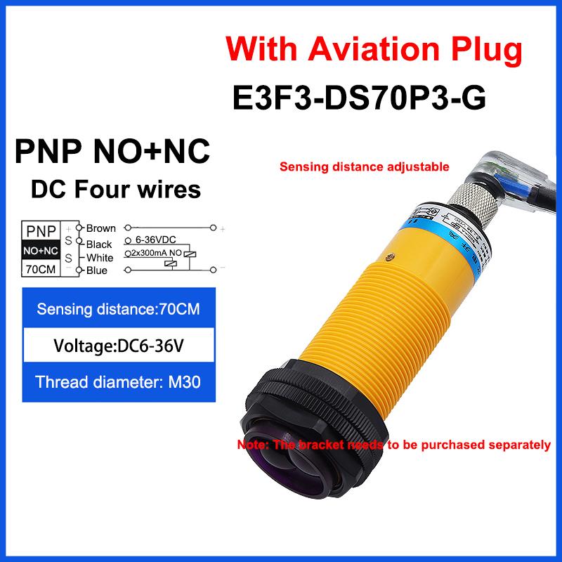 Diffuse Reflection Photoelectric Switch M30 70CM Sensing Distance DC Three Wires Sensor