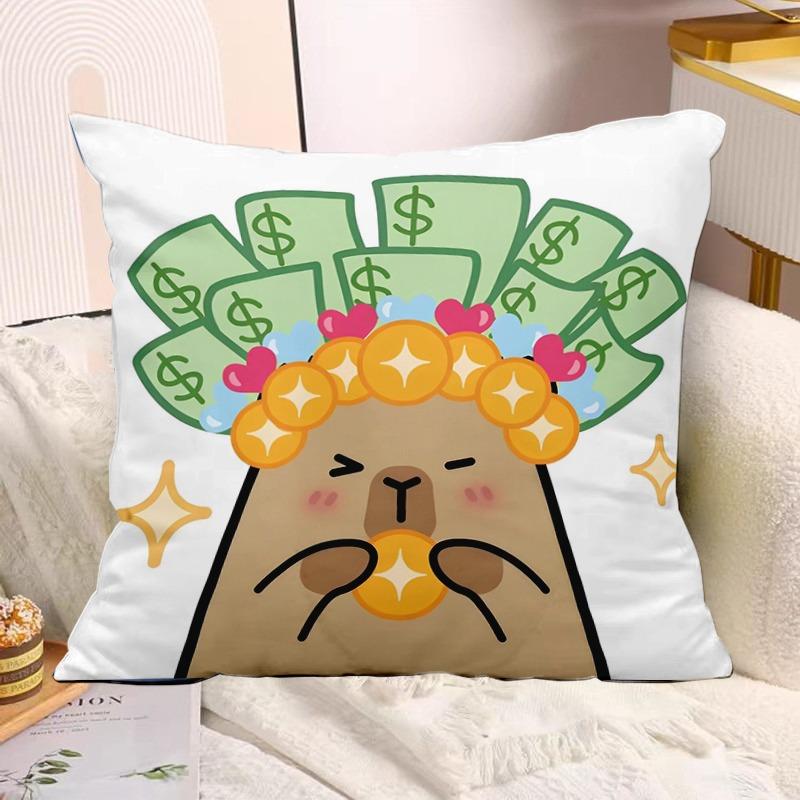 Cute Capybara Print Decorative Pillowcase Bedroom Living Room Square Cushion Pillowcase