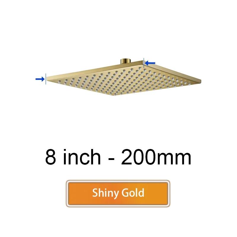 Bathroom Accessories Bath Square Rain Shower Head Quality Brass Shower, Brushed Gold, Rose, Black, Chrome, Brushed Grey