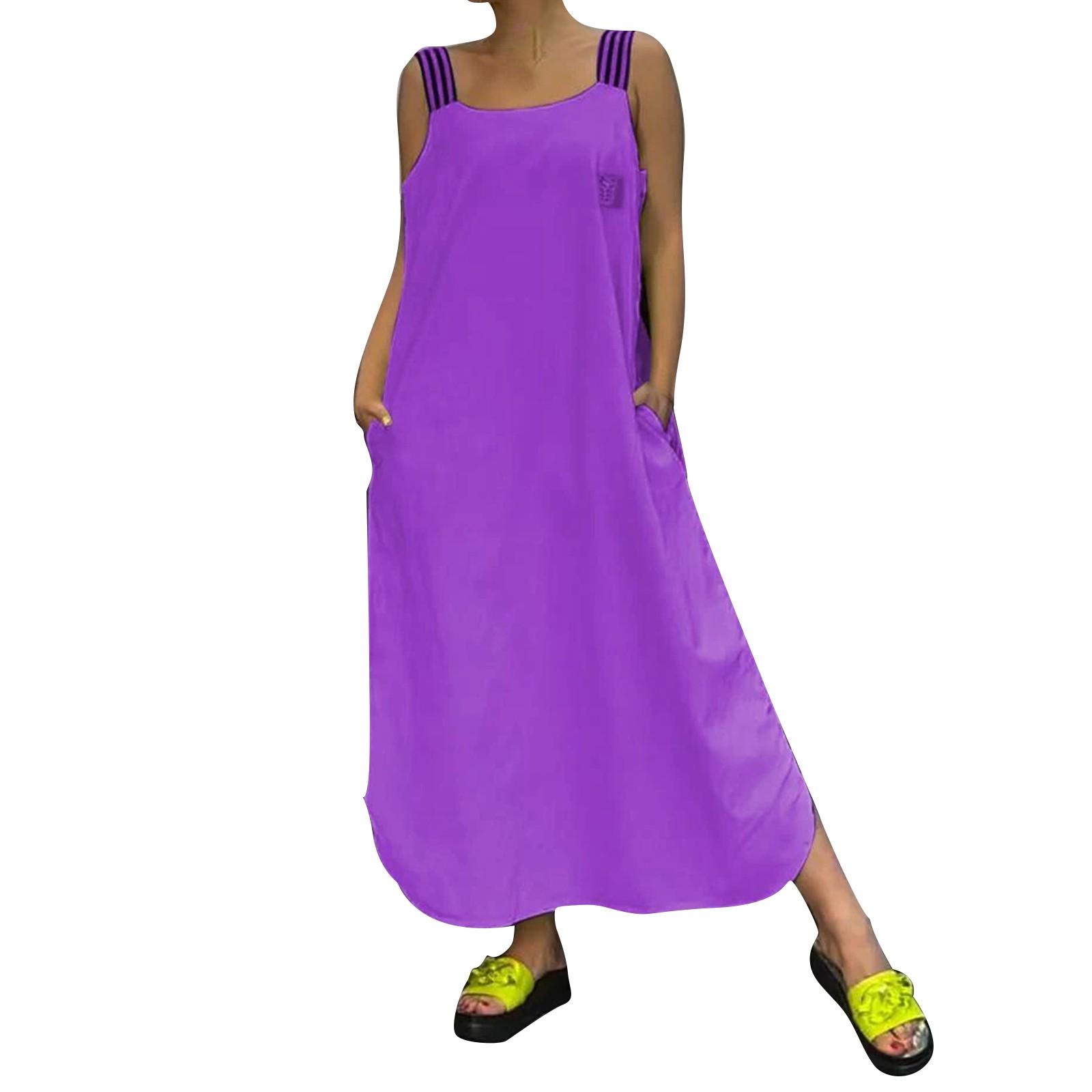

Женские платья с разноцветной полоской на спине, без рукавов, карманы, свободные повседневные платья XXXL фиолетовый