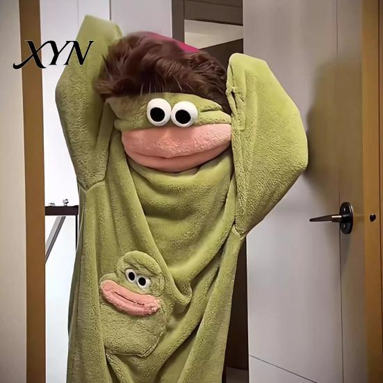 Warm Plush Onesie Funny Wearable Big Mouth Pajamas for Kids, Adults, Soft Kids Sleepwear Fleece Cozy Home Loungewear, Hooded One-Piece Jumpsuit Dress