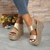 Spring and Summer Footwear Plus Size Sandals Soft-soled Flat-bottomed Round-headed Wedge-heeled Thick-soled Beach Women's Shoes