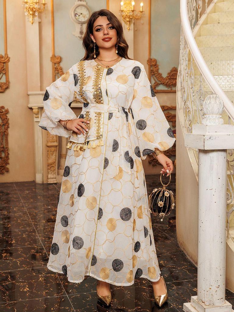 AB410 2024 Long Sleeve Maxi Dress - New Fashion Muslim Middle East Robe