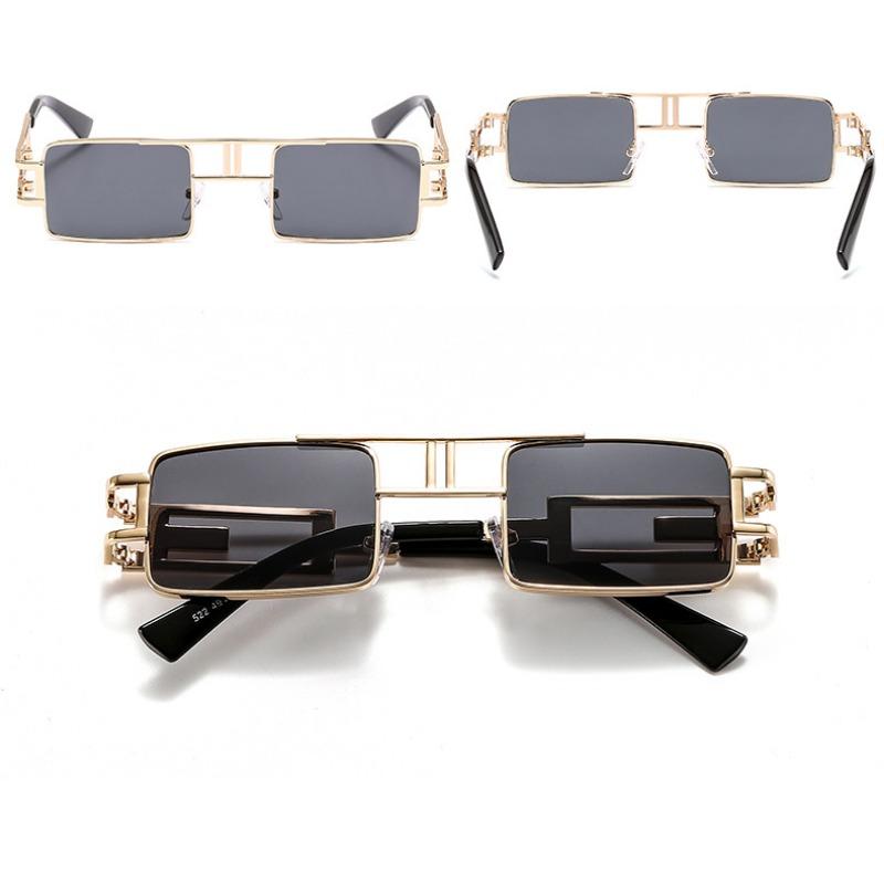 Vintage Retro Punk Rectangle Sunglasses for Women Fashion Hollow Out Metal Frameds Steampunk Style Sunglasses Men Eyewear Mirror Oculos De Sol UV400