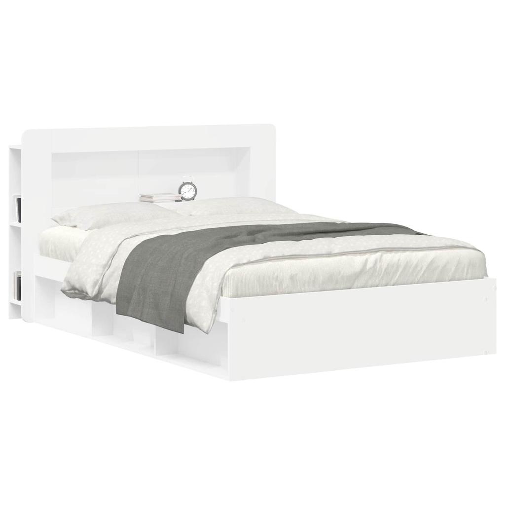 Headboard Cabinet with Storage White Engineered Wood