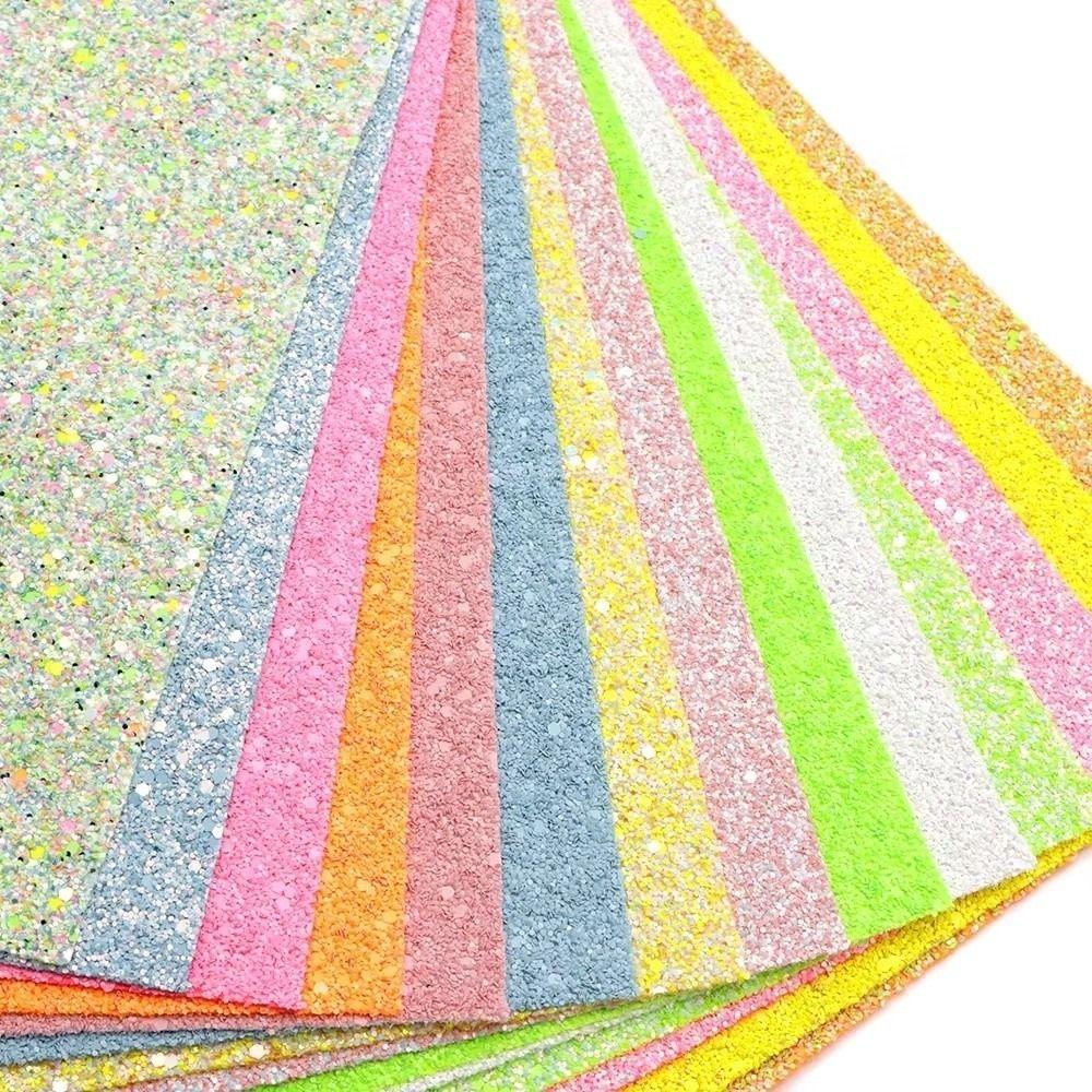 Colorful Glitter Glitter PVC Leather Fabric Sparkling Powder Faux Leather  Bag Making Material