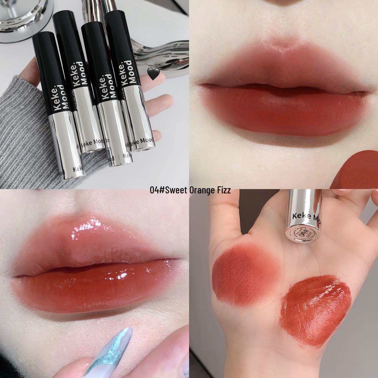 

Kekemood 2-in-1 Double-Ended Lipstick: Matte, Non-fading, Long-lasting, Moisturizing, Water-Light Mirror Lip Glaze for Women 2.5g Lipstick + 3.5g Lip Glaze