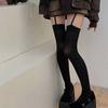 Damskie rajstopy aksamitne z szerokim pasem do pończoch Lolita Cienkie pończochy do uda z podwiązkami Styl studencki Skarpetki za kolano