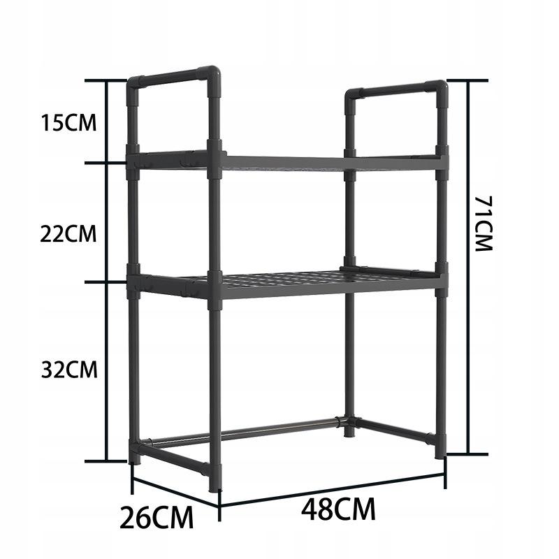 Kitchen Shelf For Microwave Organizer Cabinet Black 3 Levels 48Cm Shelf