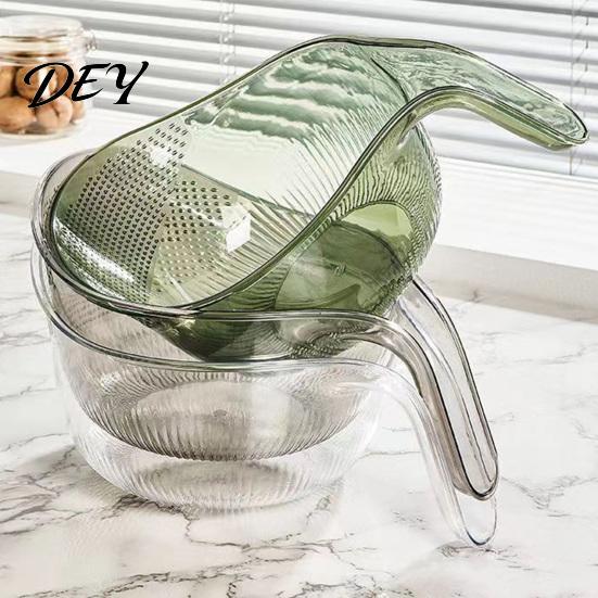 Kitchen Colander with Handle Multipurpose Rice Washing Bowl, Handle, Plastic Basin, Non Slip Fruit Washer for Quinoa Pasta Vegetables And Fruits