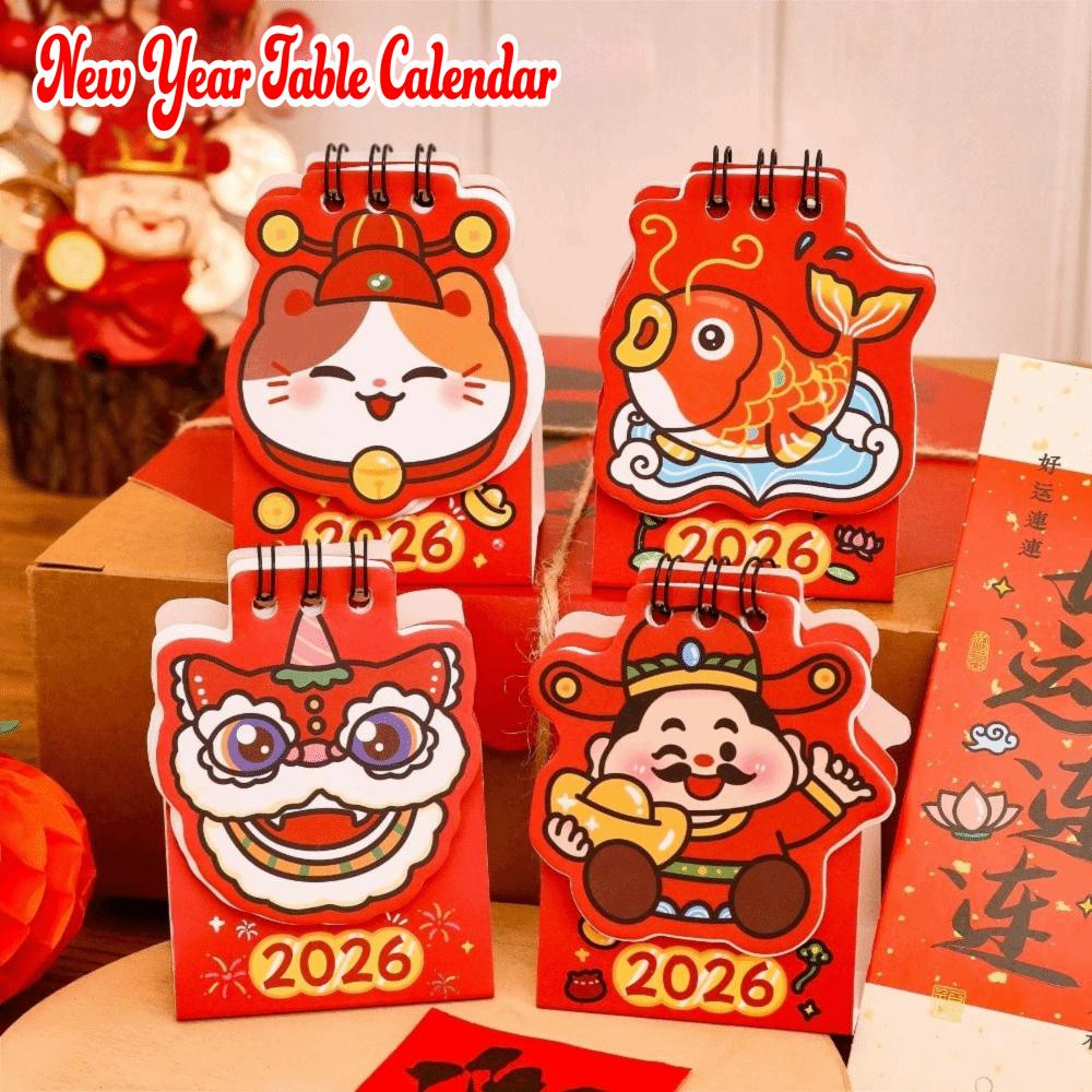 Red Mini Calendar Cartoon Schedule Planner Creative 2026 Coil Calendar  Office School Home