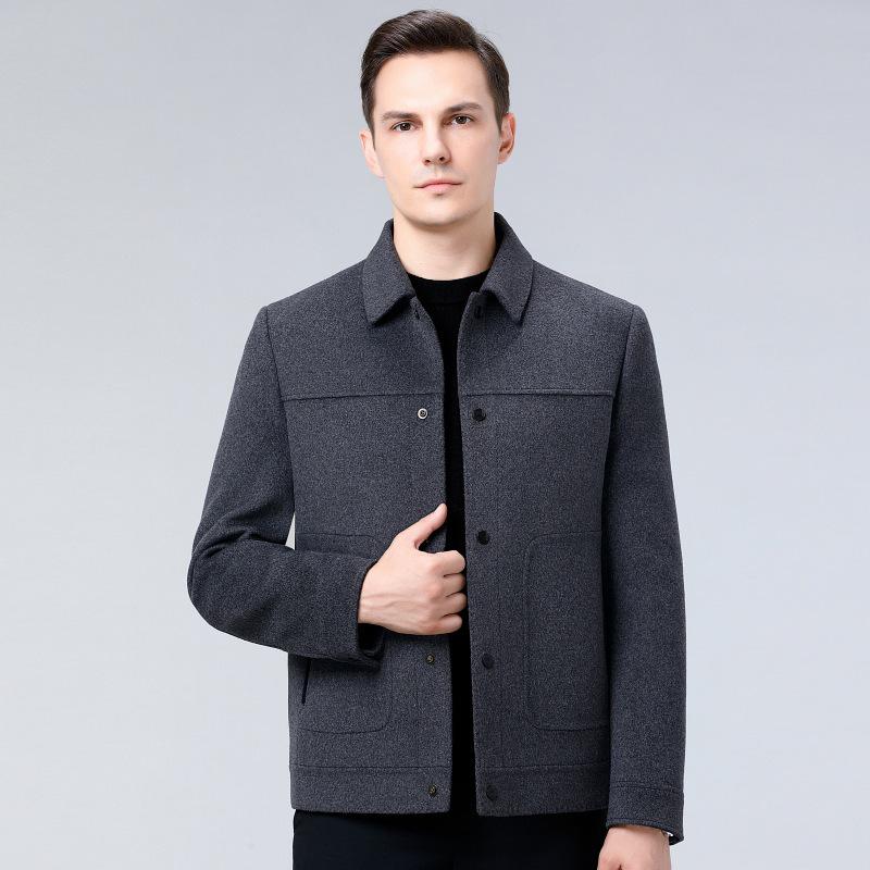 

Men s Wool Double-Sided Jacket with Detachable Goose Down Liner - Autumn/Winter 2025 Collection Medium темно-серого