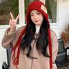 Warm Crochet Knitted Hat Long Tassels Lei Feng Hat Cute Knit Beanies  Girls