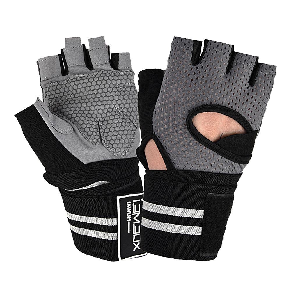 Men and Women Half Finger Extended Wrist Guards Anti Slip Weight Lifting Horizontal Bar Dumbbell Equipment Breathable Outdoor Sports Gloves