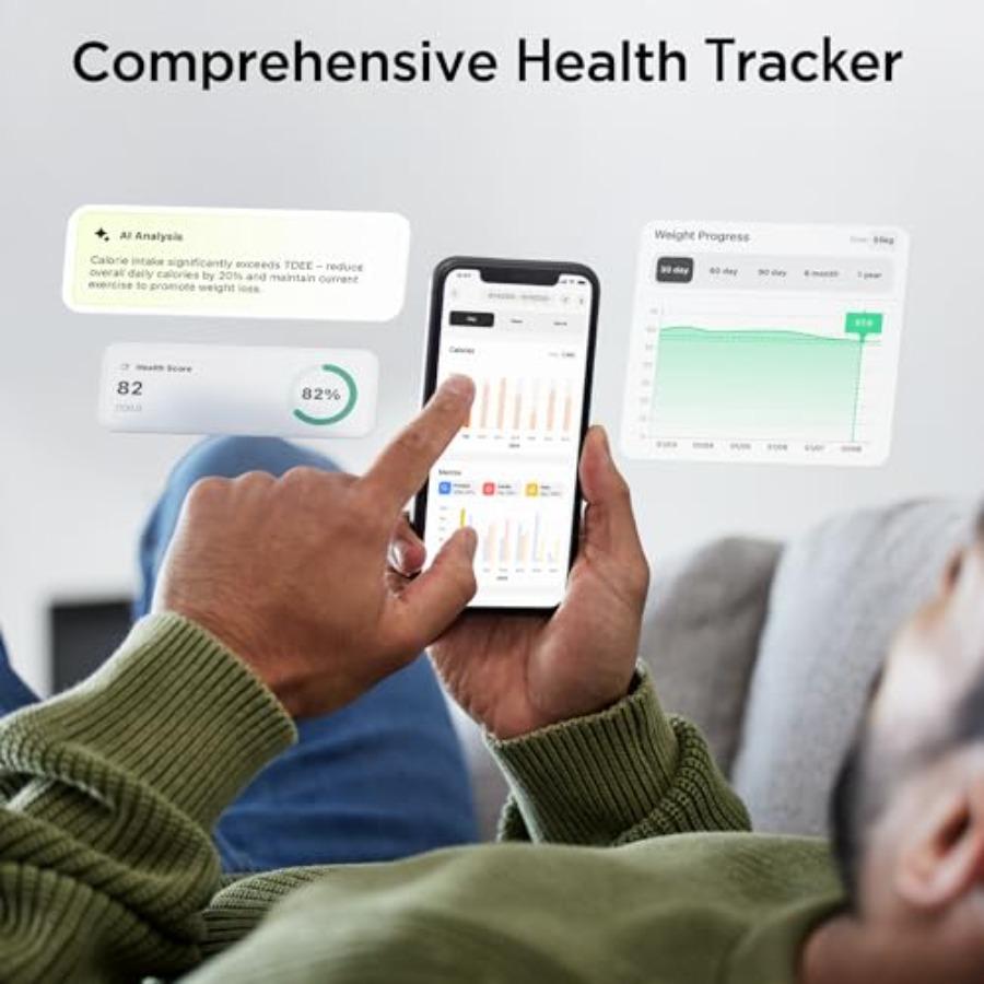 Cântar de bucătărie inteligent pentru alimente cu calculator nutrițional Aplicație gratuită pentru urmărirea caloriilor și macronutrienților AI Alimentat Progresul obiectivelor Digital Calor