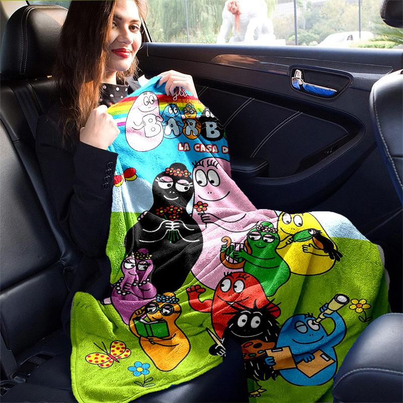 1pc, Barbapapa Rainbow Family Blanket, Soft Throw for Home Decor, Couch Cover, Outdoor Use, Travel, Camping, Car, Beach, Office Nap, Perfect Gift for