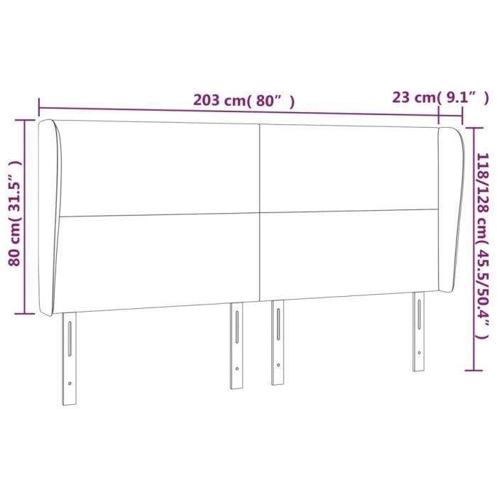 VidaXL Headboard with Ears Black 203x23x118-128 Cm Fabric3117700