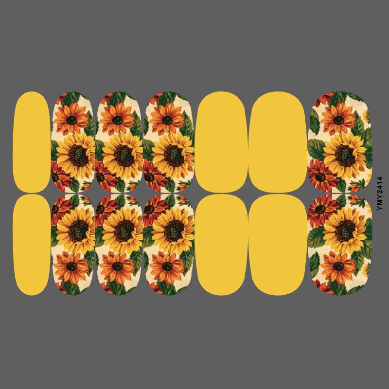 Sunflower Waterproof Nail Art Stickers - Full Cover Floral Series (YMY2414-2428)