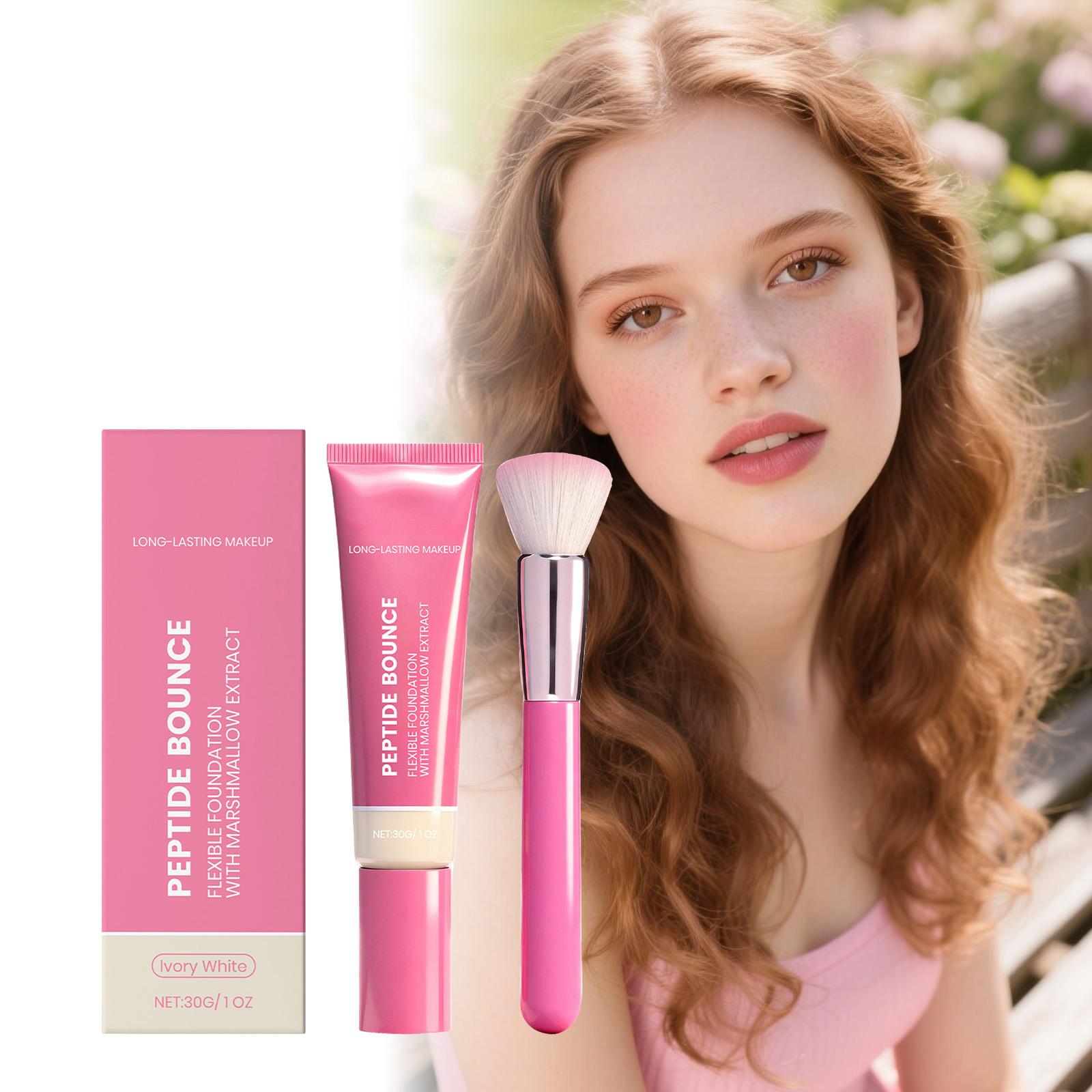 

Гибкая основа Легкий тональный крем Скрывает тусклость, следы от акне и другие недостатки, не оставляя следов (с кистью в комплекте) One Size