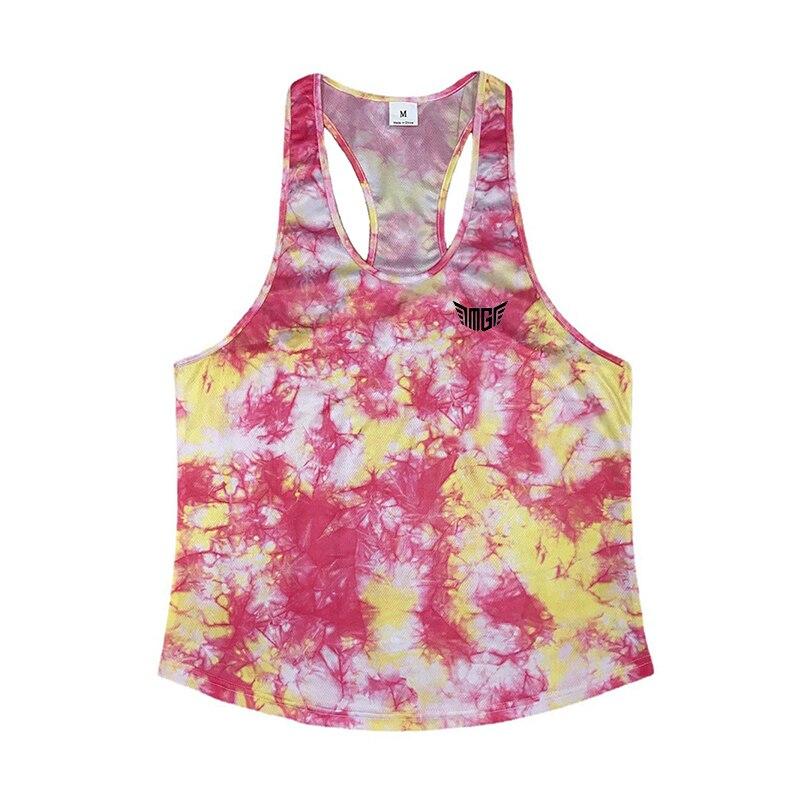 

Мужская спортивная одежда, летняя высококачественная спортивная майка для бодибилдинга, сетчатые быстросохнущие топы для тренировок, модная майка с круглым вырезом XXL красный