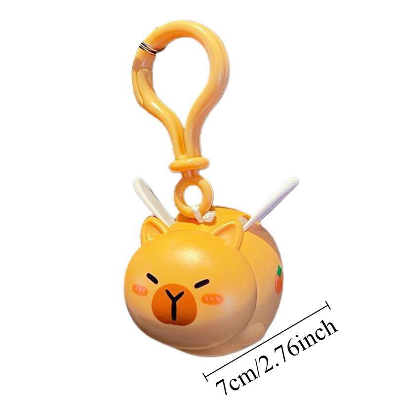 1-6Pcs Funny Flying Capybara Keychain Cartoon Pull String Animal Pendant Gift for Adults